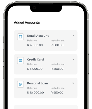 Apply via call centre: list of accounts, balances, and instalments in the app
